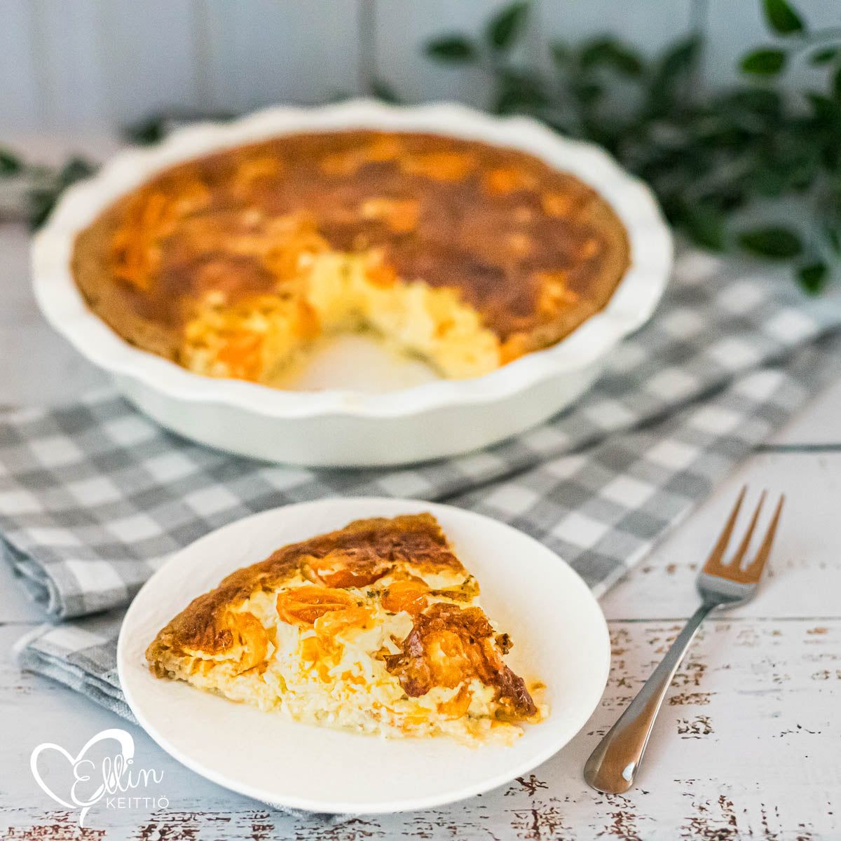 Keväinen ja keto tomaatti-fetapiirakka