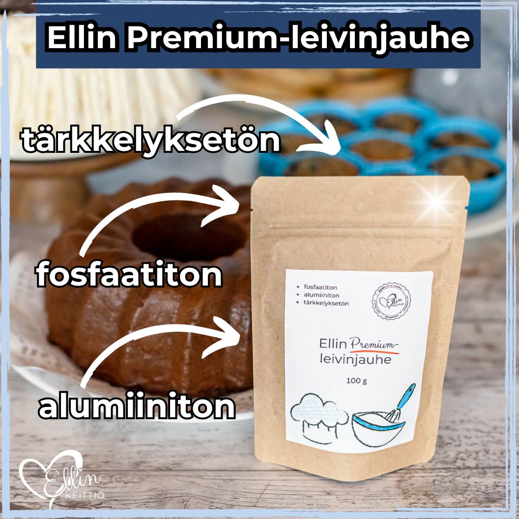 Markkinoiden ainoa alumiiniton, tärkkelyksetön ja fosfaatiton leivinjauhe?!